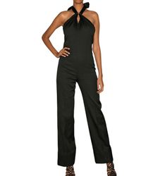 Saint Laurent | Black Reinforced Bias Cut Jumpsuit | Lyst