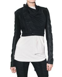 Rick Owens | Black Cropped Denim and Leather Jacket | Lyst