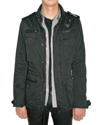 Balmain | Black Military Parka Gabardine Jacket for Men | Lyst