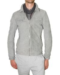 CoSTUME NATIONAL | Gray Light Weight Washed Suede Leather Jacket for Men | Lyst