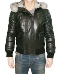 Dolce & Gabbana | Black Fur Hooded Nappa and Nylon Sport Jacket for Men | Lyst