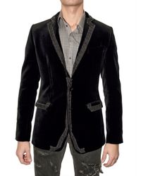Dolce & Gabbana | Black Distressed Denim Piping Velvet Jacket for Men | Lyst