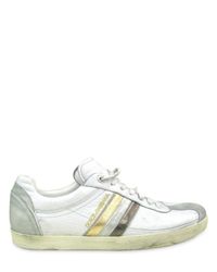 Dolce & Gabbana | White Stone Washed Shiny Calf Stripe Sneakers for Men | Lyst