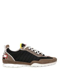 DSquared² | Gray Patent Piping Mesh and Suede Sneakers for Men | Lyst