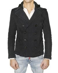 DSquared² | Blue Padded Canvas Pea Coat Jacket for Men | Lyst