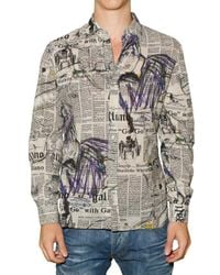 John Galliano | White Gazette Printed Cotton Canvas Shirt for Men | Lyst