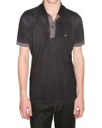 Lanvin | Gray Faded Piquet Cotton Polo for Men | Lyst