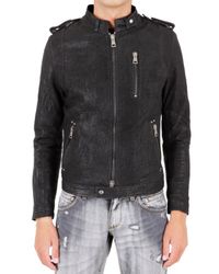 Meatpacking D | Black Biker Embossed Calf Leather Jacket for Men | Lyst