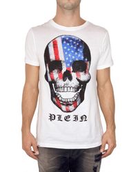 Philipp Plein | White Usa Svarowski Skull Jersey T-shirt for Men | Lyst