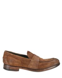 Preventi | Brown Waxed Suede Loafers for Men | Lyst