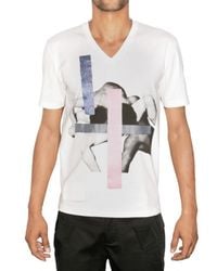 Raf Simons | White Fabric Application Jersey T-shirt for Men | Lyst