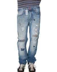 Seal Kay | Blue Destroyed Patch Denim Jeans for Men | Lyst