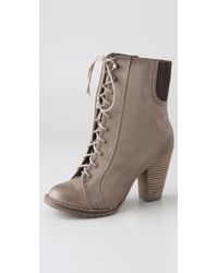 Steven by Steve Madden Isolate Lace Up Booties in Taupe (Brown) - Lyst