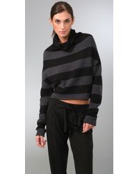 Vince | Gray Stripe Turtleneck Sweater | Lyst