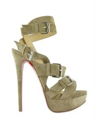 Christian Louboutin | Green 150 Toutenkaboucle Suede Sandals | Lyst
