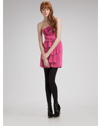 BCBGMAXAZRIA | Black Rosette Ruffle Cocktail Dress | Lyst