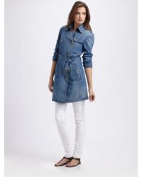 Burberry Brit | Blue Denim Trench Coat | Lyst