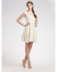 Chloe & Reese | White Sleeveless Ruffled Silk Dress | Lyst
