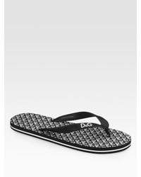 Dolce & Gabbana | Black Logo Flip Flops for Men | Lyst