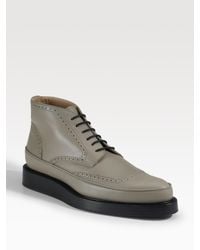 Dior Homme | Gray Perforated Leather Ankle Boots for Men | Lyst