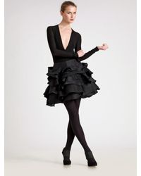 Donna Karan | Black Ruffled Silk-organza and Wool-felt Skirt | Lyst