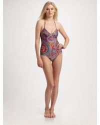 Etro | Red Paisley One-piece Swimsuit | Lyst