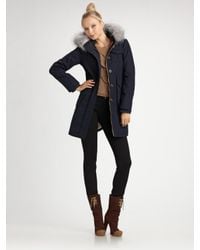 Marc By Marc Jacobs | Blue Parker Fur-trim Twill Coat | Lyst