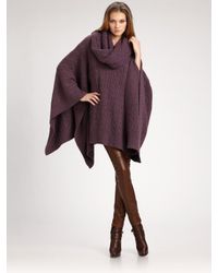 Ralph Lauren Blue Label | Purple Wool/cashmere Cable-knit Poncho | Lyst