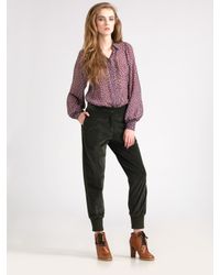 See By Chloé | Green Stretch Corduroy Cropped Pants | Lyst
