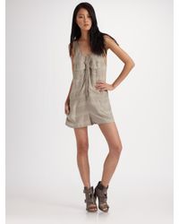T By Alexander Wang | Gray Dobby Striped Romper | Lyst