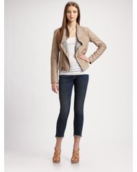 Vince | Natural Asymmetric-zip Leather Jacket | Lyst