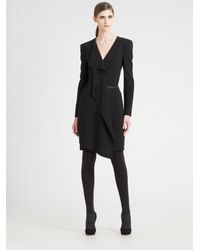 Akris | Black Drape-front Belted Dress | Lyst