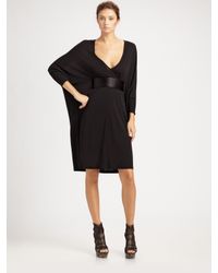 Alexander McQueen | Black Belted Crepe Jersey Kaftan | Lyst