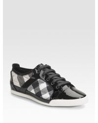 Burberry | Black Quilted Patent Sneakers | Lyst