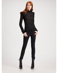 Burberry | Black Twist Shoulder Turtleneck Sweater | Lyst