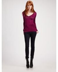 Burberry | Purple Peplum V-neck Sweater | Lyst