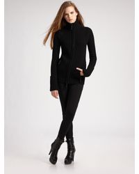 Burberry Sport | Black Merino Wool Zip-front Sweater | Lyst