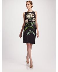 Carolina Herrera Botanical Print Silk Sheath Dress in White (Black) - Lyst