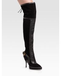 Dior | Black Intrigante Over-the-knee Suede & Leather Boots | Lyst