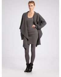Donna Karan | Gray Drape Front Long Cozy Cardigan | Lyst