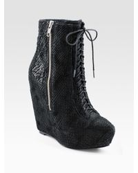 Elizabeth and James | Black Lace-up Wedge Ankle Boots | Lyst