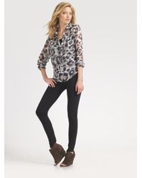 Equipment | Multicolor Animal-print Silk Chiffon Blouse | Lyst