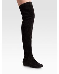 Giuseppe Zanotti | Black Suede Over-the-knee Flat Boots | Lyst