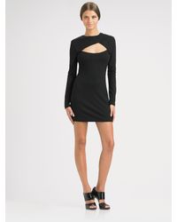 Halston | Black Keyhole-front Jersey Mini Dress | Lyst