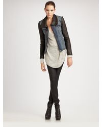 Helmut Lang | Black Leather & Denim Combo Jacket | Lyst