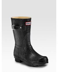 HUNTER | Black Boa Short Rain Boots | Lyst