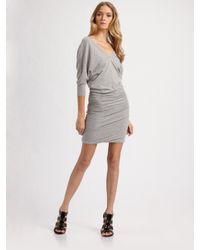 James Perse | Gray Deep V-neck Dress | Lyst