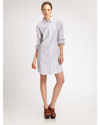 Jil Sander | White Stripe Cotton Shirtdress | Lyst
