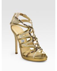 Jimmy Choo | Metallic Mercury Mix Sandals | Lyst
