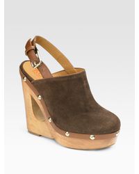 Kors by Michael Kors | Brown Harbor Suede Slingback Clogs | Lyst